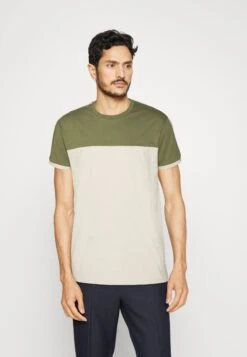 Pier One T-Shirt Print - Khaki/Off-White