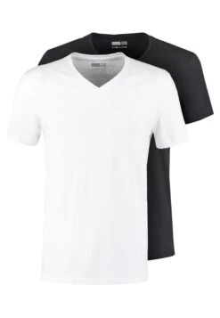 Pier One 2 Pack - T-Shirt Basic - White/Black -Pier One Mannenmode Winkel 7f713aa7d0cf4680ab0acb77eb634838